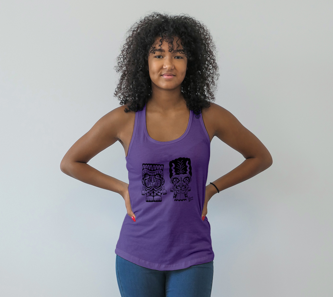 Franky & Bride Tiki Monsters -Black Ink- Womens TANK