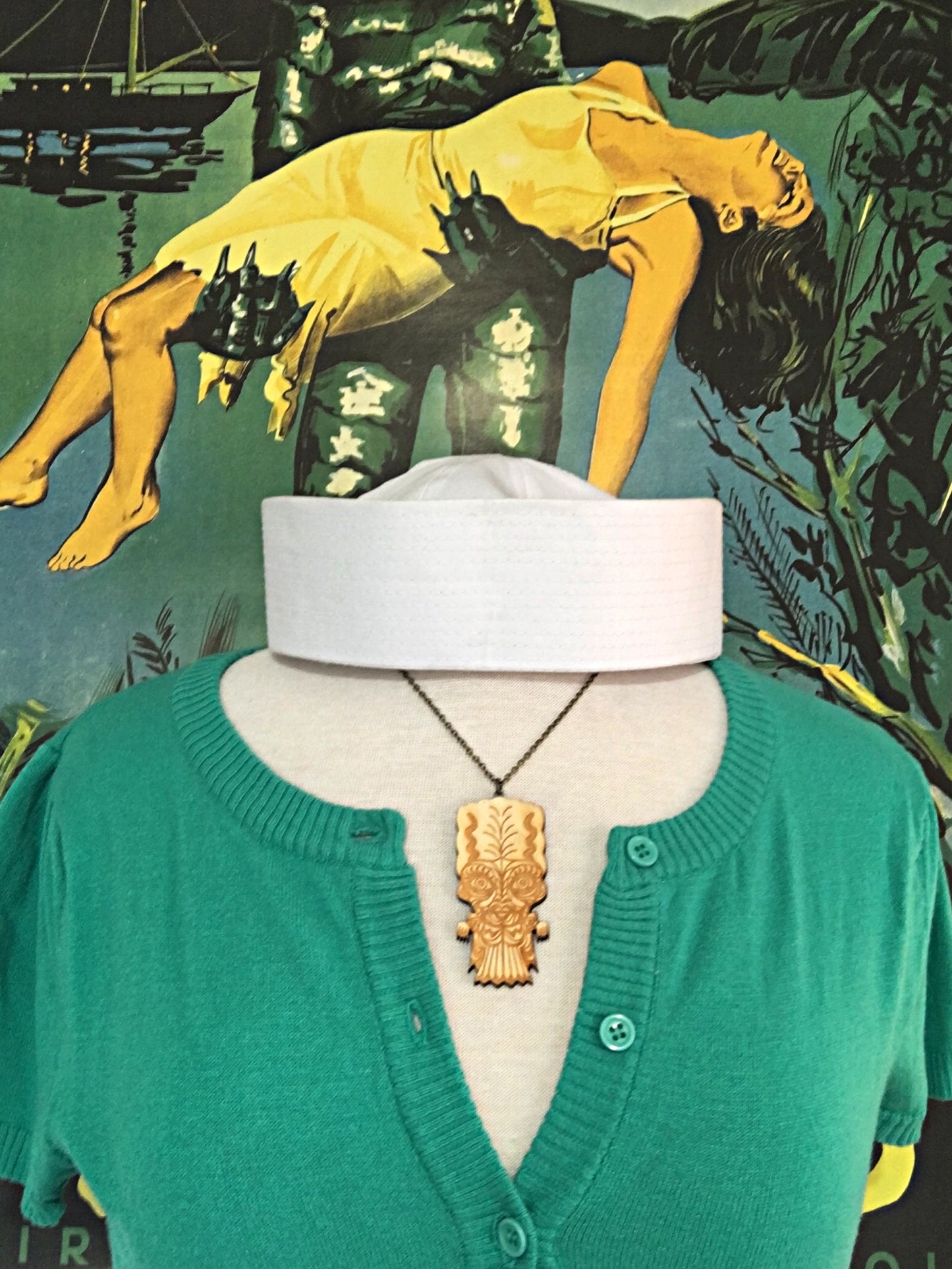 The Bride of Frankenstein Monster Tiki Necklace- Large