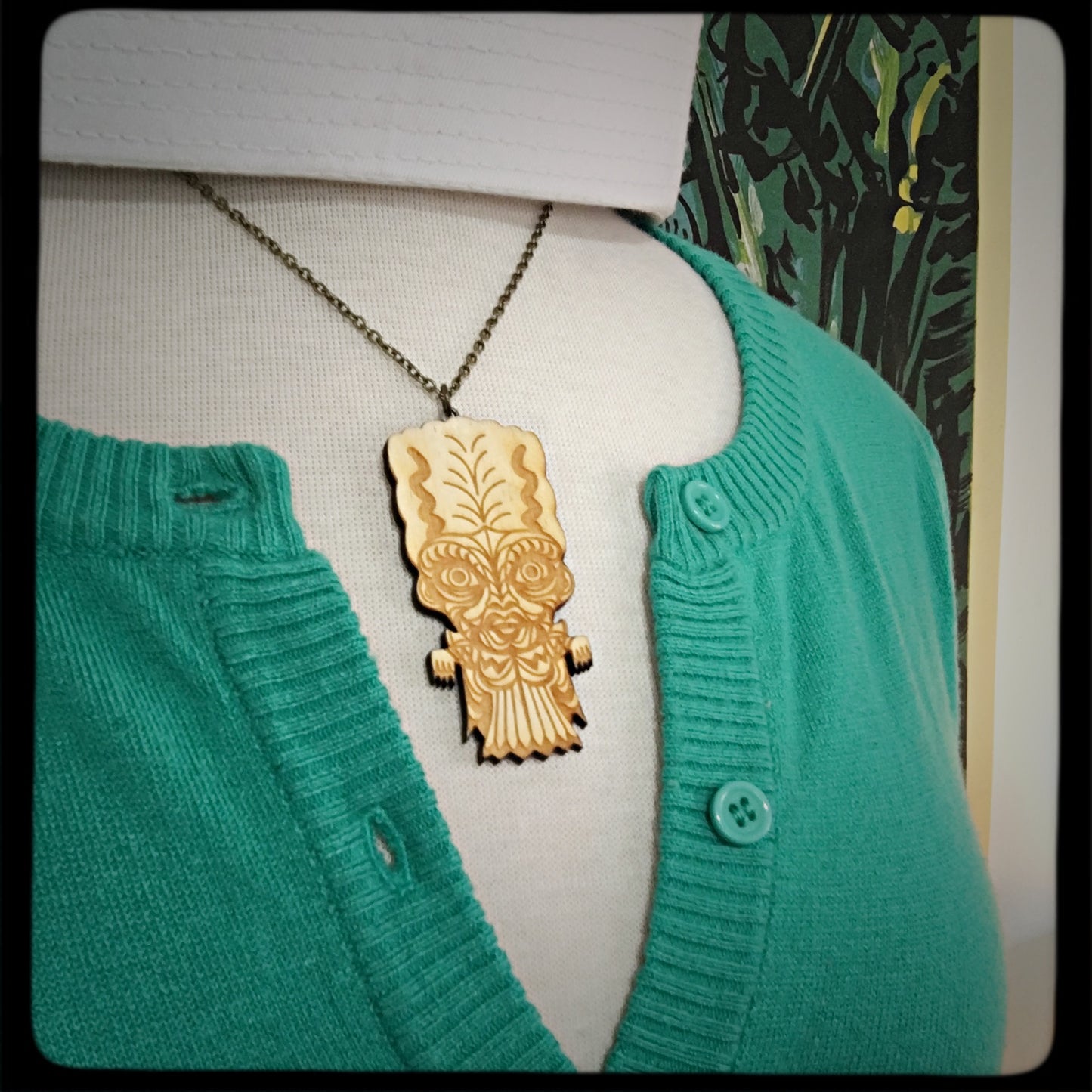 The Bride of Frankenstein Monster Tiki Necklace- Large