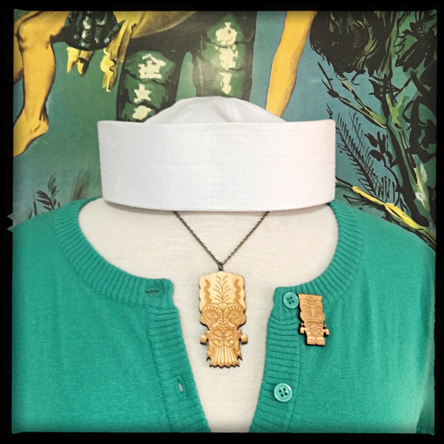 The Bride of Frankenstein Monster Tiki Necklace- Large