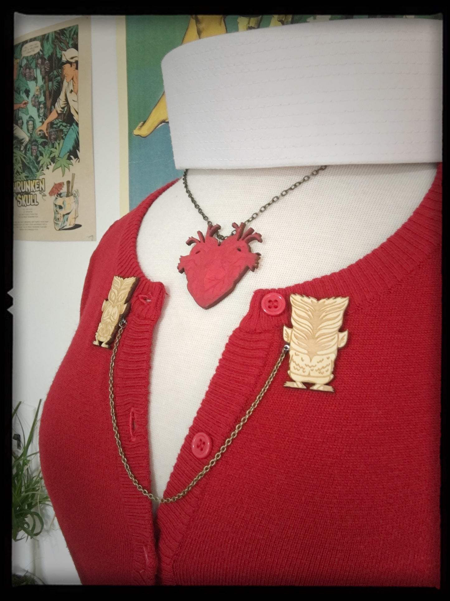 Wolfan Tiki Monster Collar - Sweater Pin Set