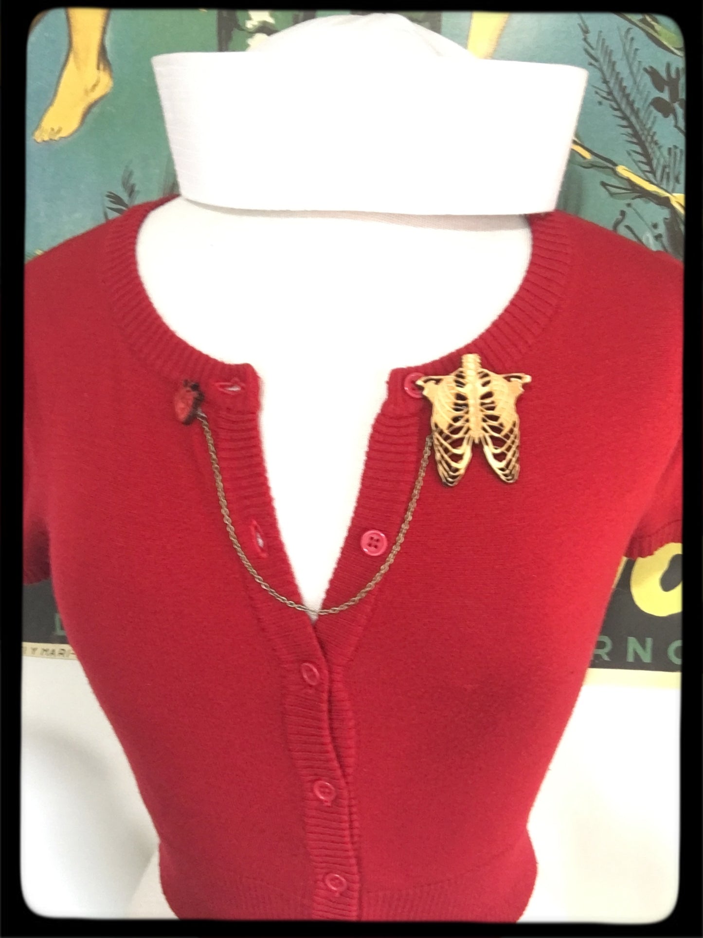 Rib Cage and Heart - Sweater - Collar Pin set