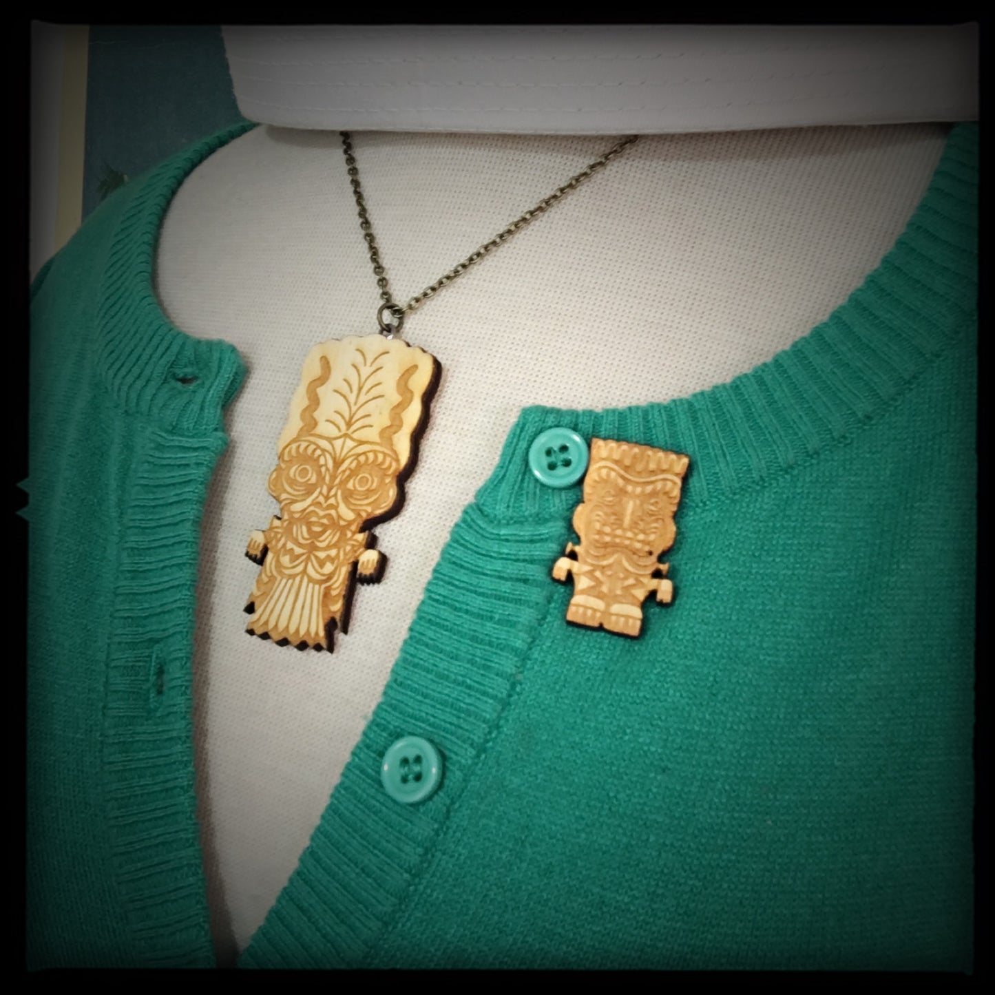 The Bride of Frankenstein Monster Tiki Necklace- Large