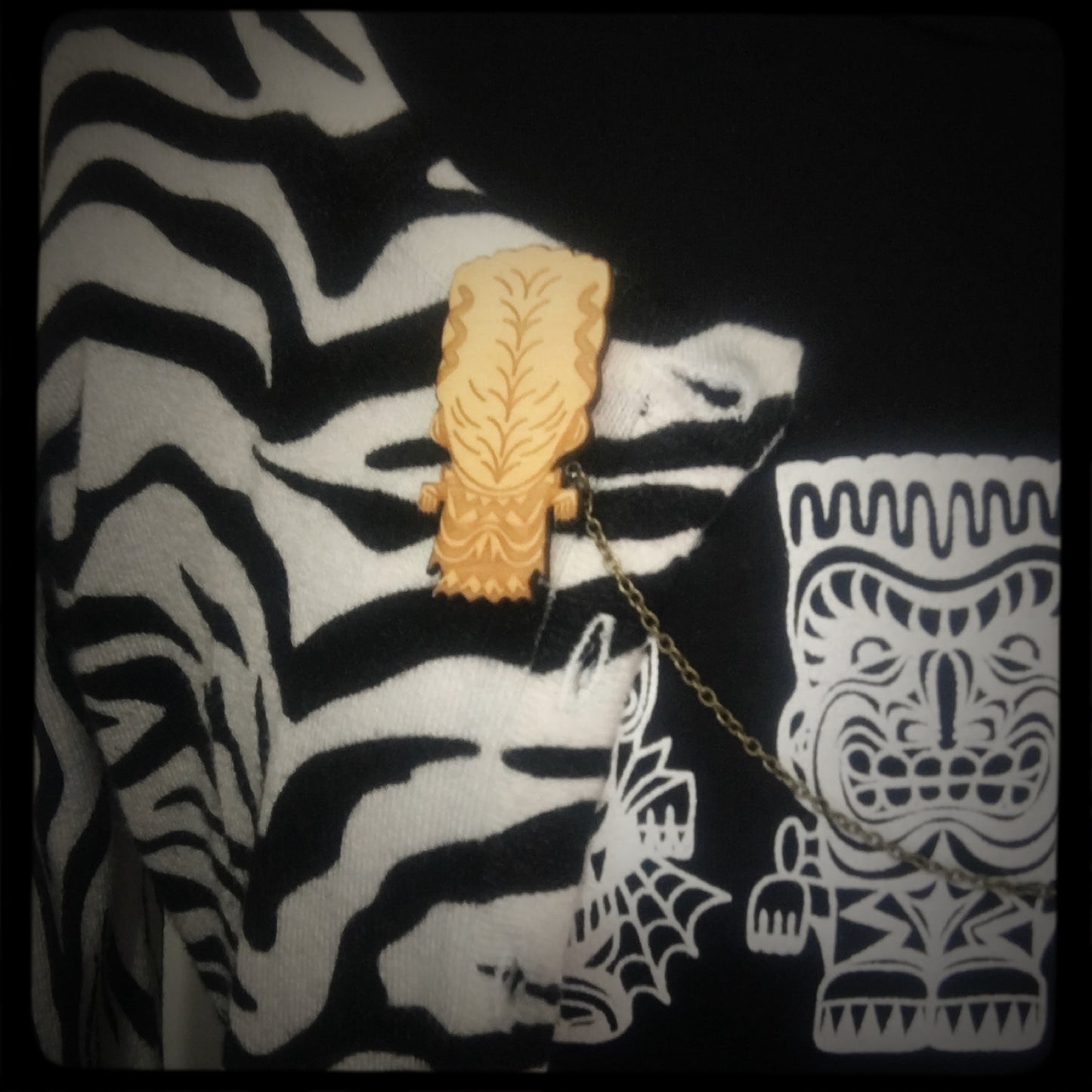 Bride of the Frankenstein Monster Tiki Collar-Sweater Pin Set