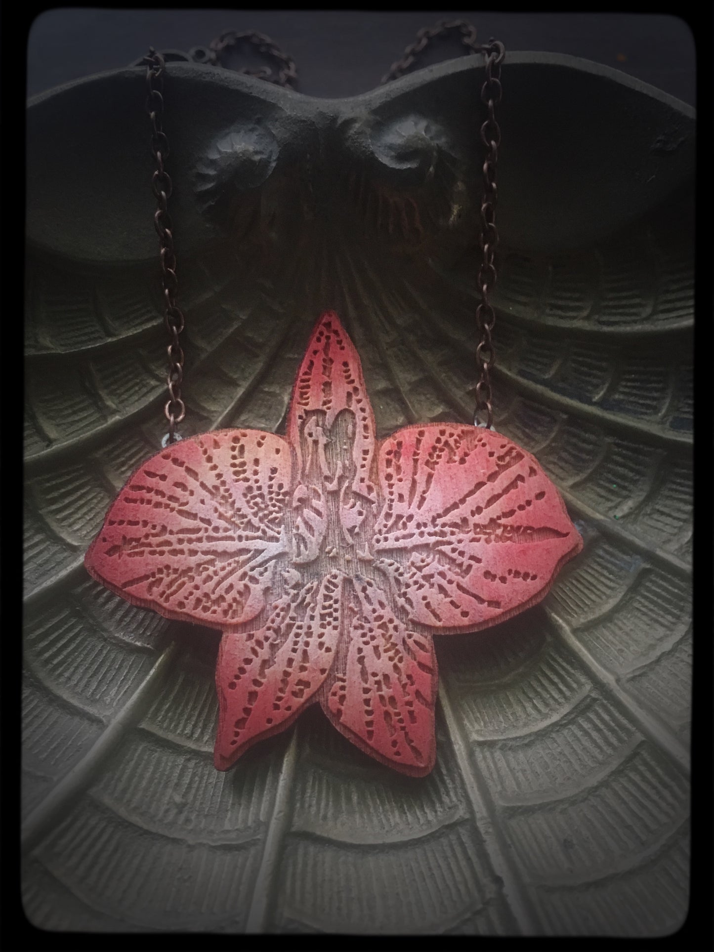 Orange Orchid Necklace