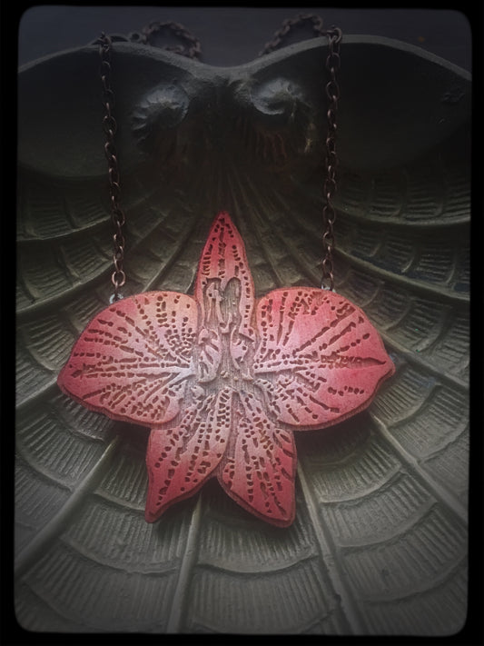 Orange Orchid Necklace