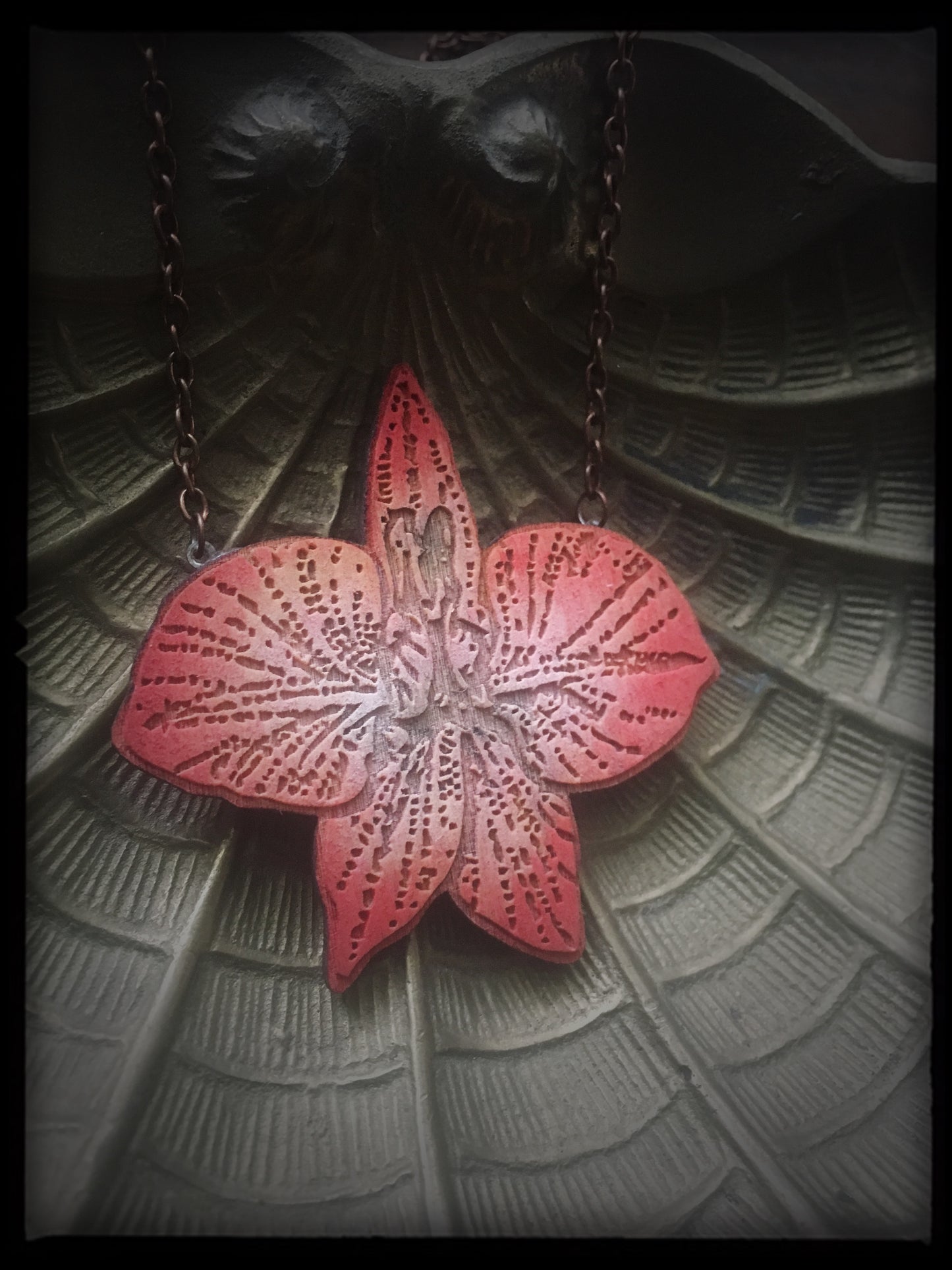 Orange Orchid Necklace
