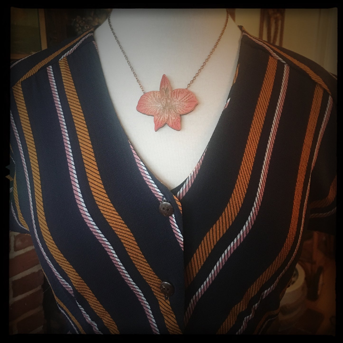 Orange Orchid Necklace