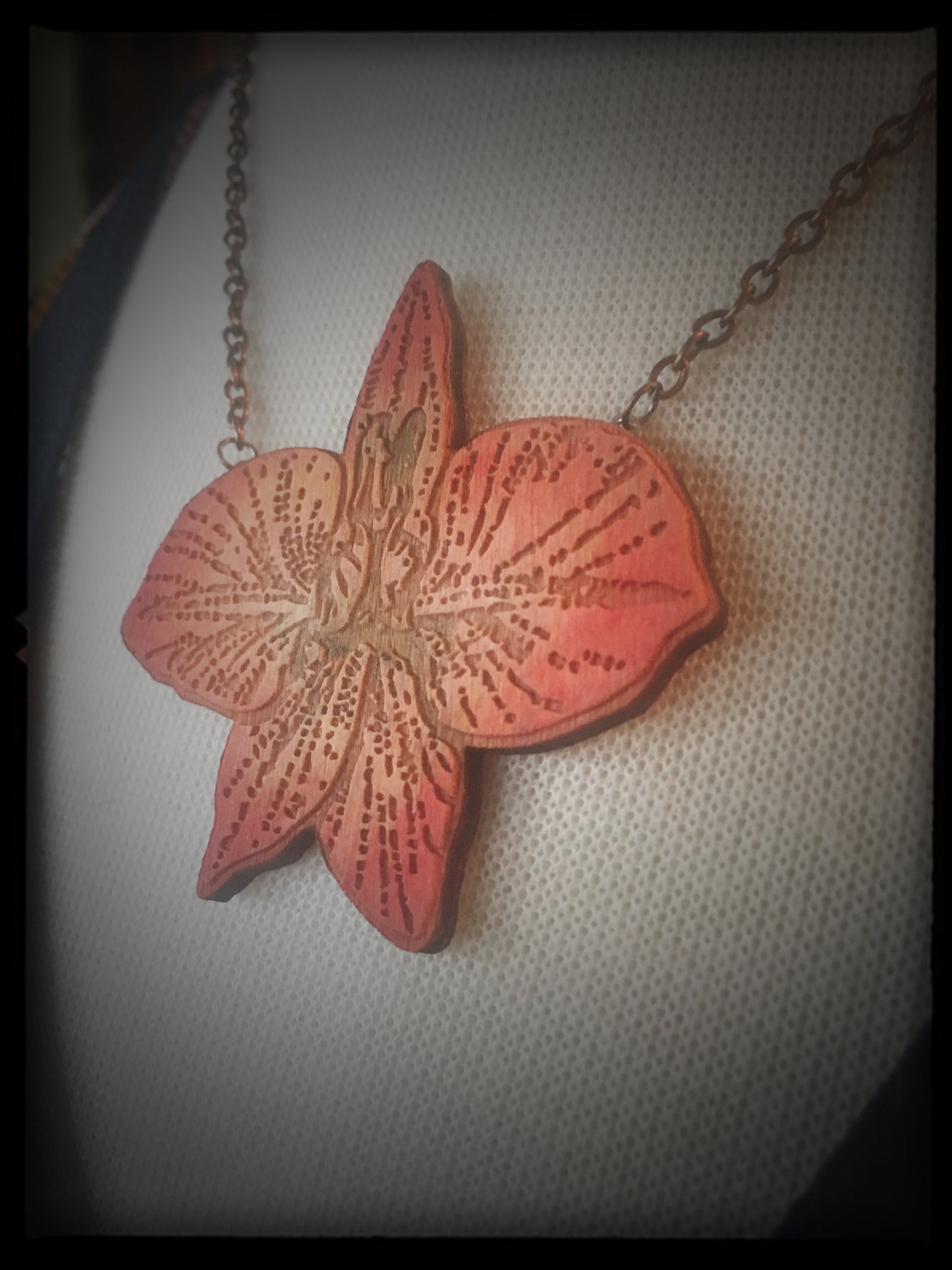 Orange Orchid Necklace