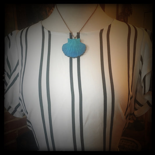 Aqua Sea Shell Necklace - Large