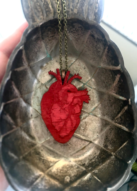 Human HEART wooden necklace
