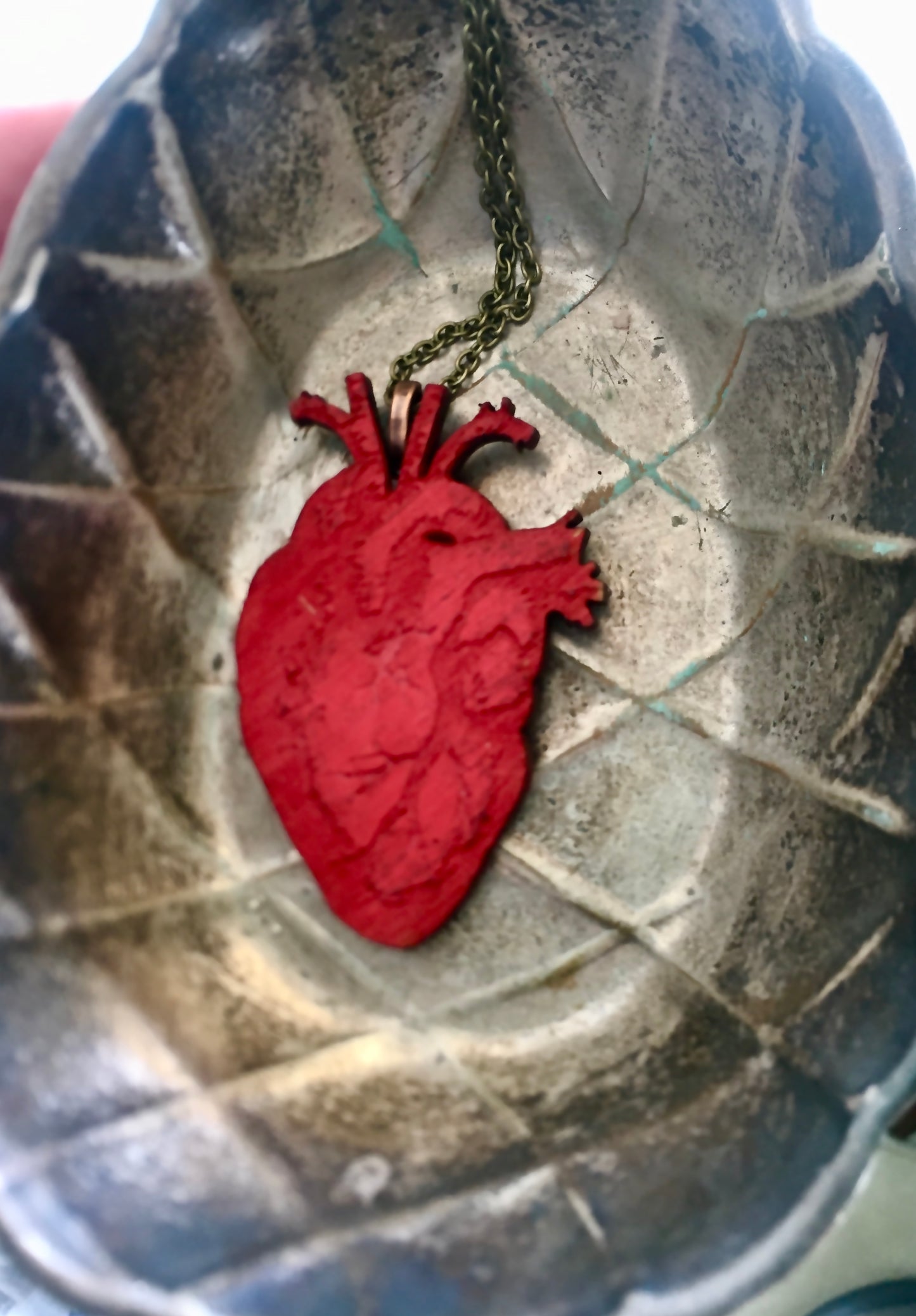 Human HEART wooden necklace