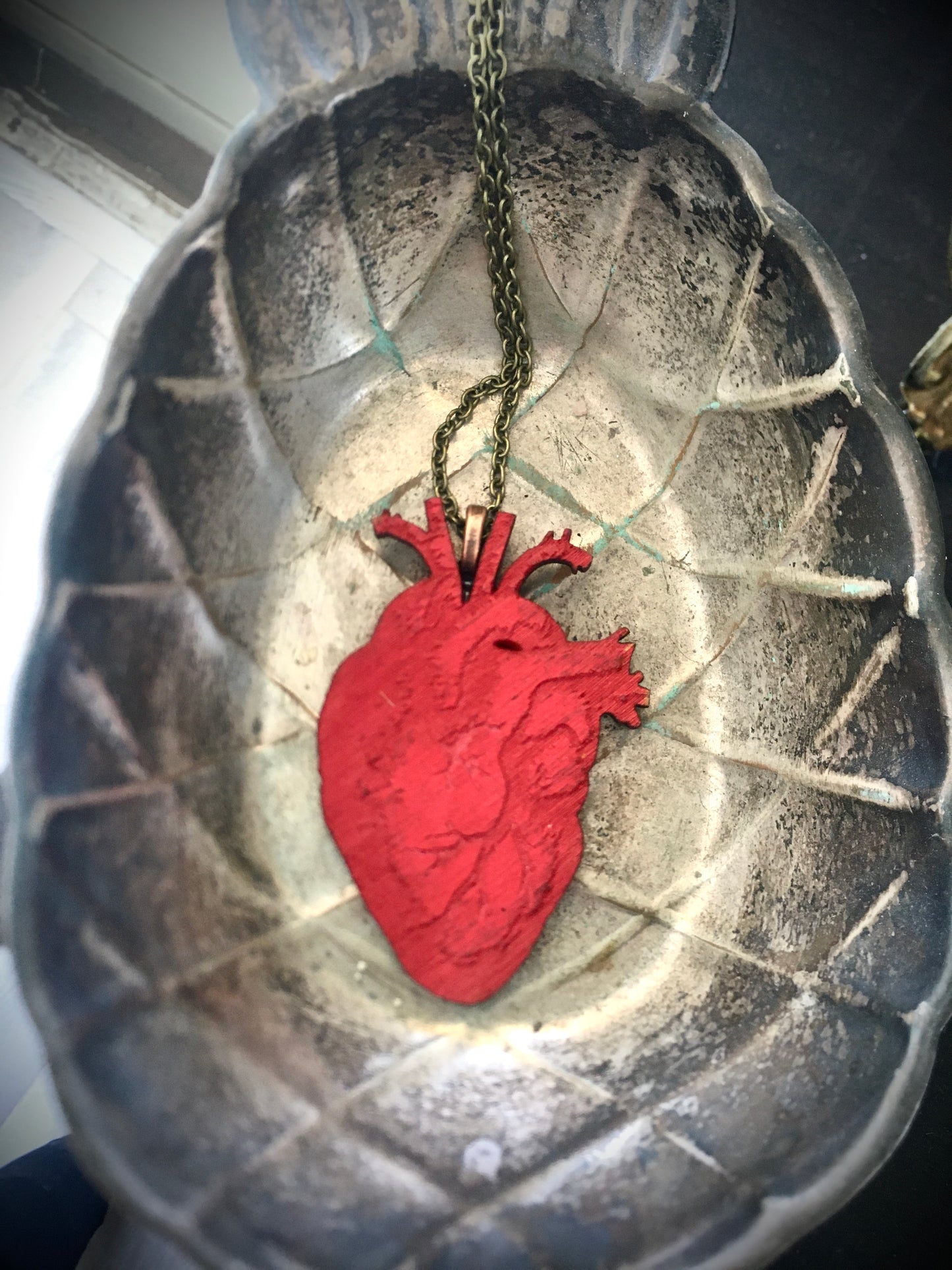 Human HEART wooden necklace