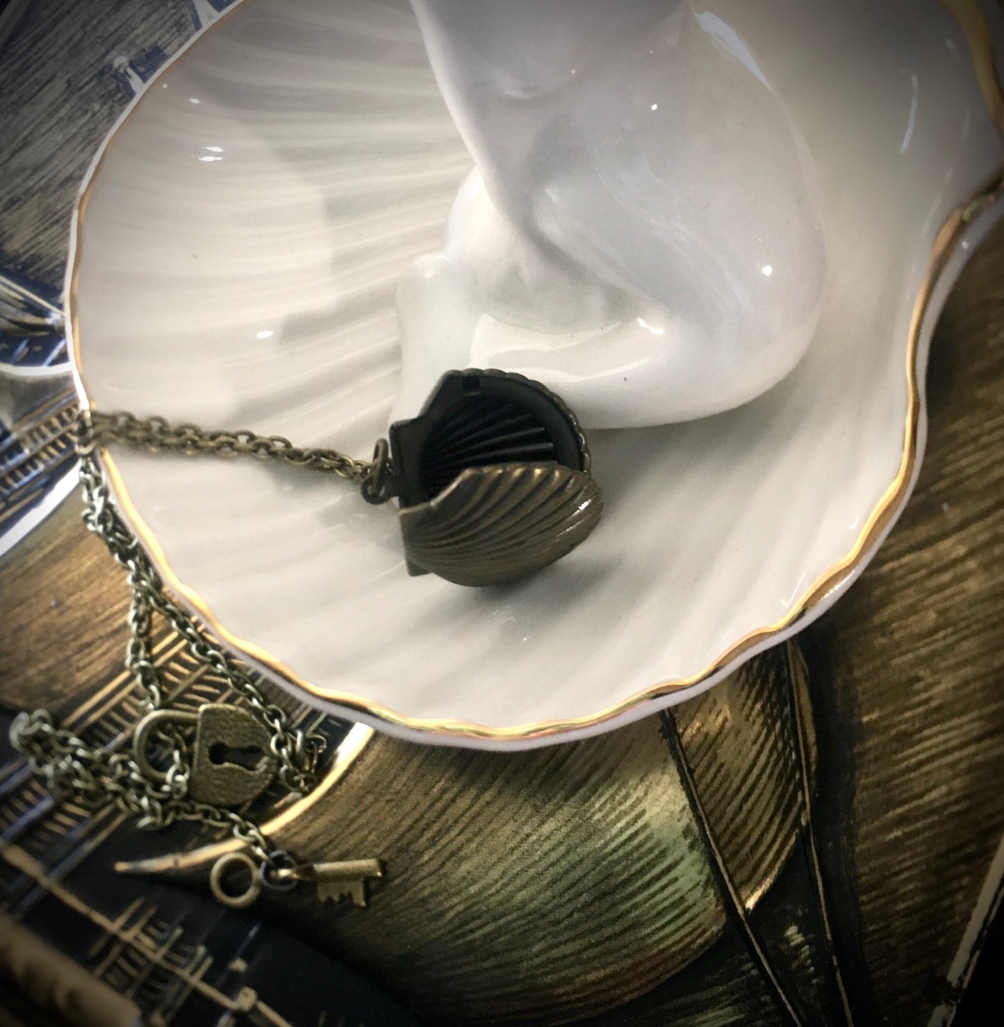 Brass Sea Shell Locket - Necklace