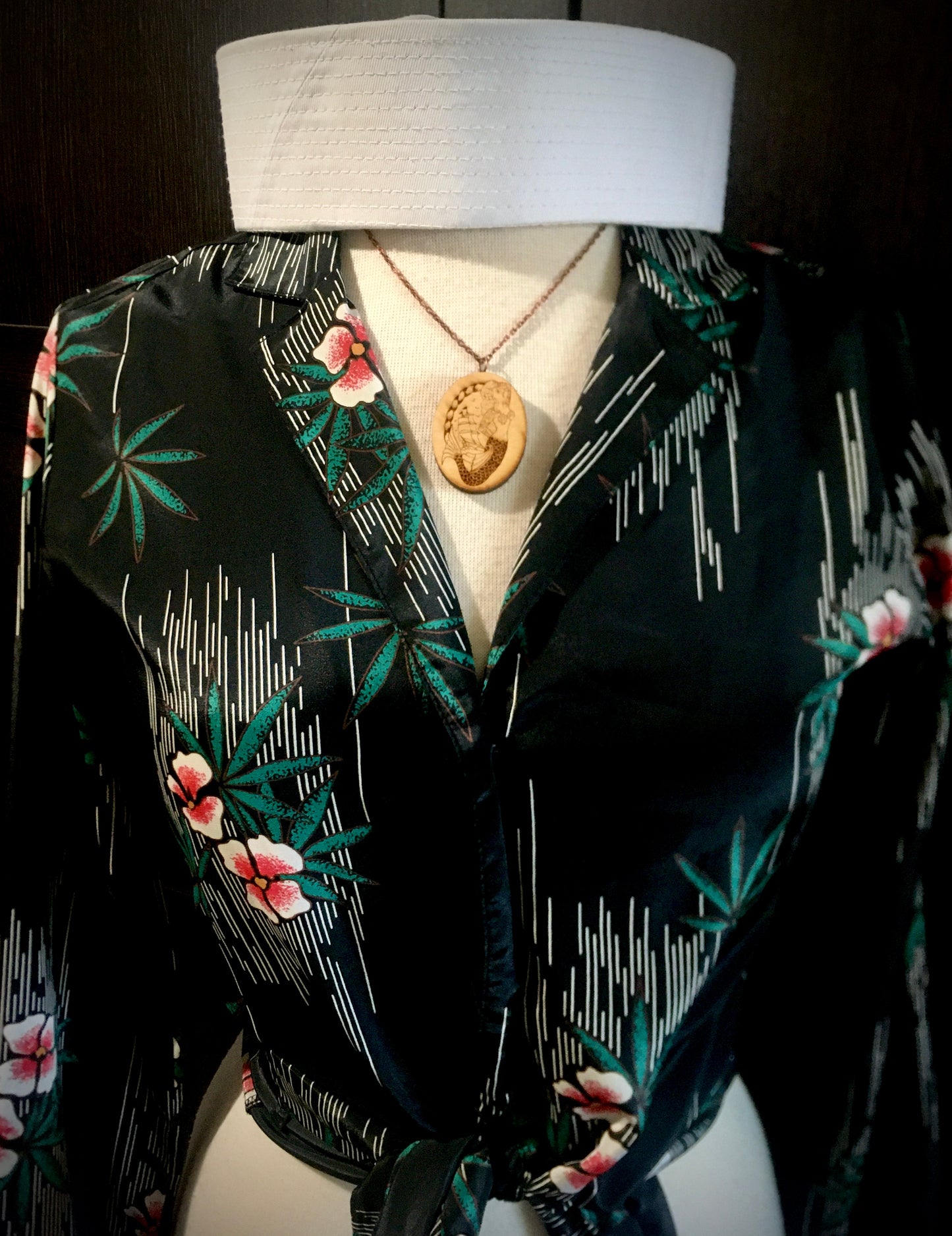 Sweet Siren Mermaid Wooden Cameo - Necklace