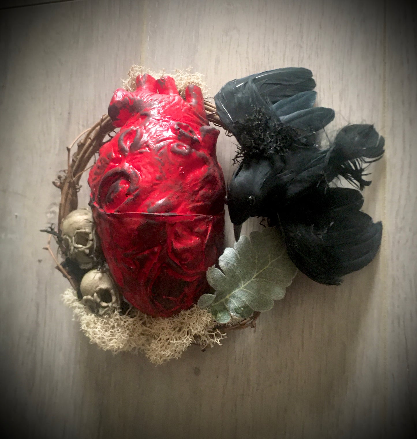 Small Tell Tale Heart Raven Wreath