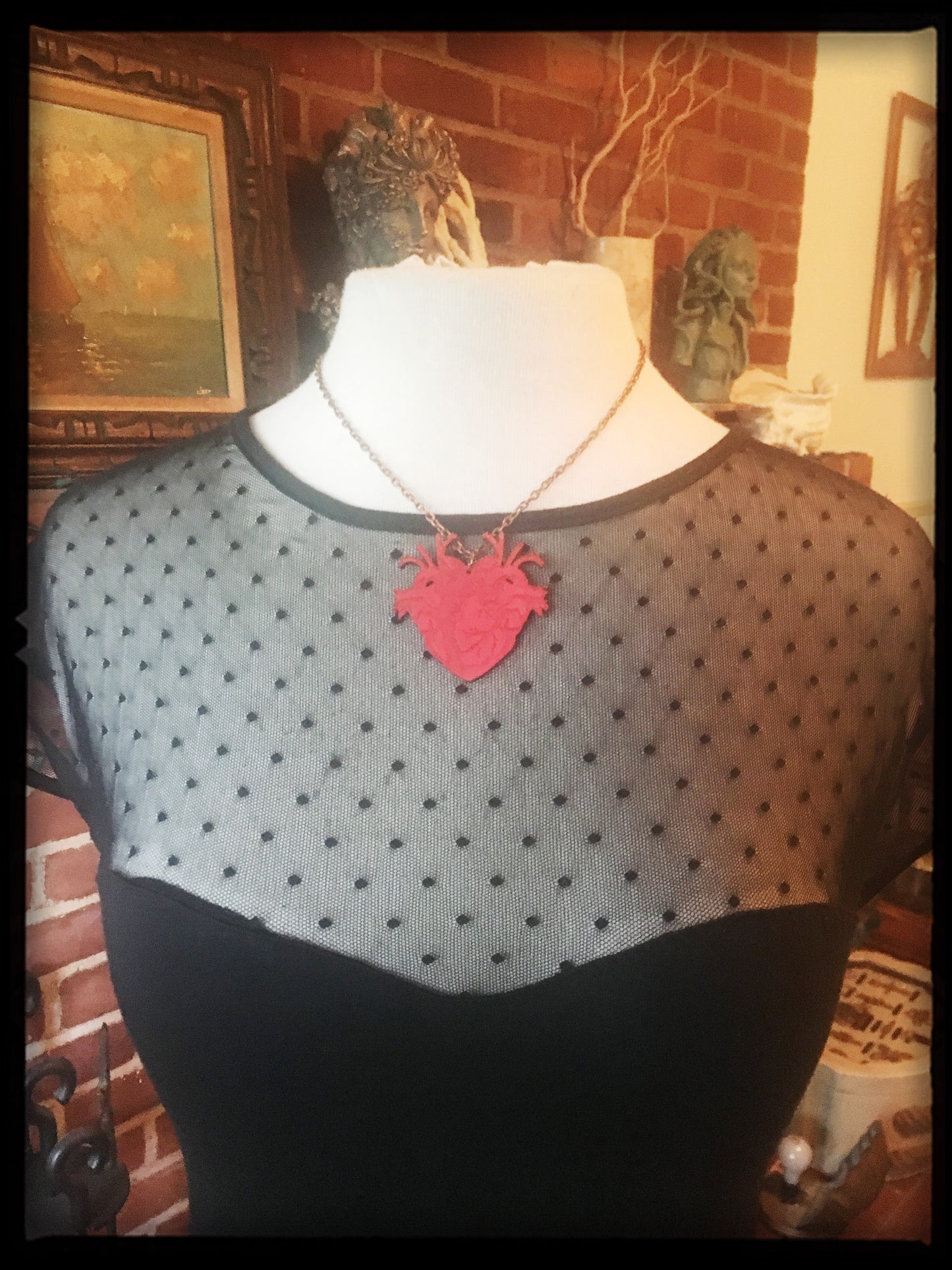 DOUBLE HEART wooden necklace - SMALL