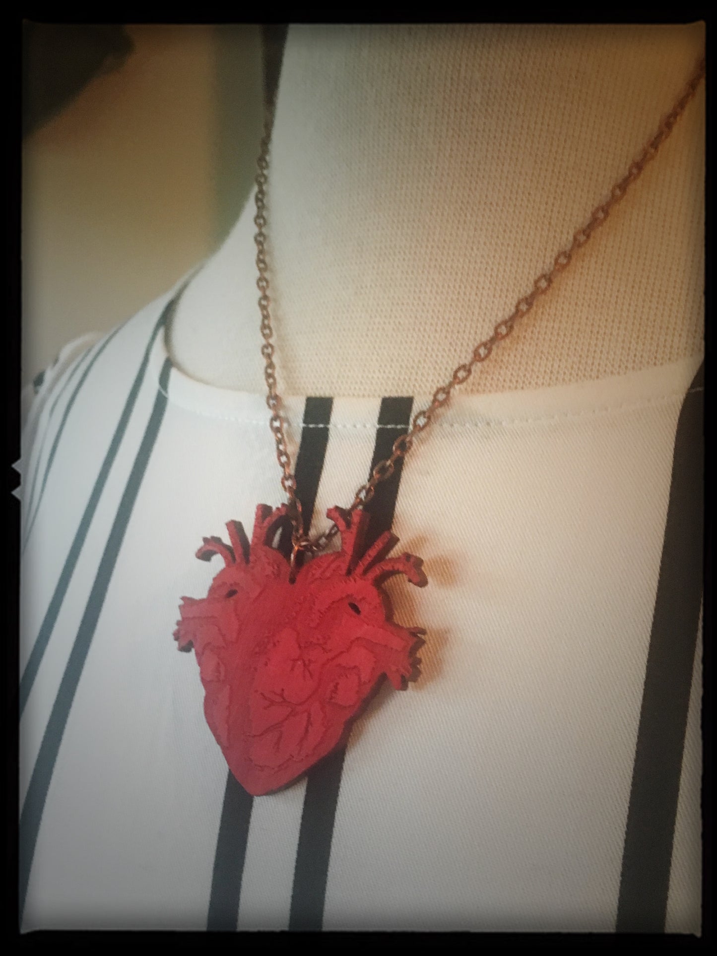 DOUBLE HEART wooden necklace - SMALL