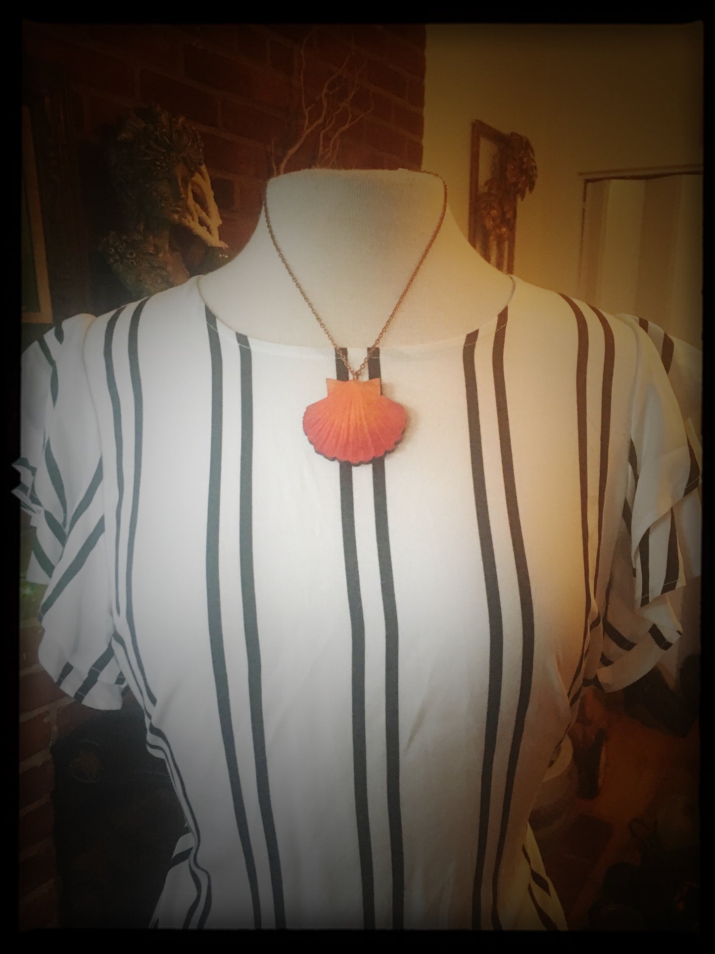 Peach Sea Shell Necklace - Large