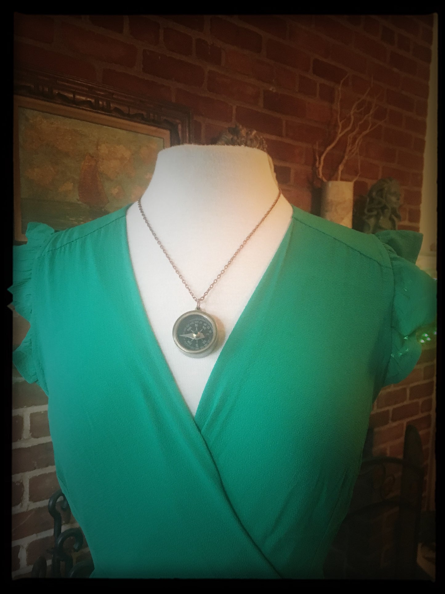Compass - Antiqued Brass Necklace