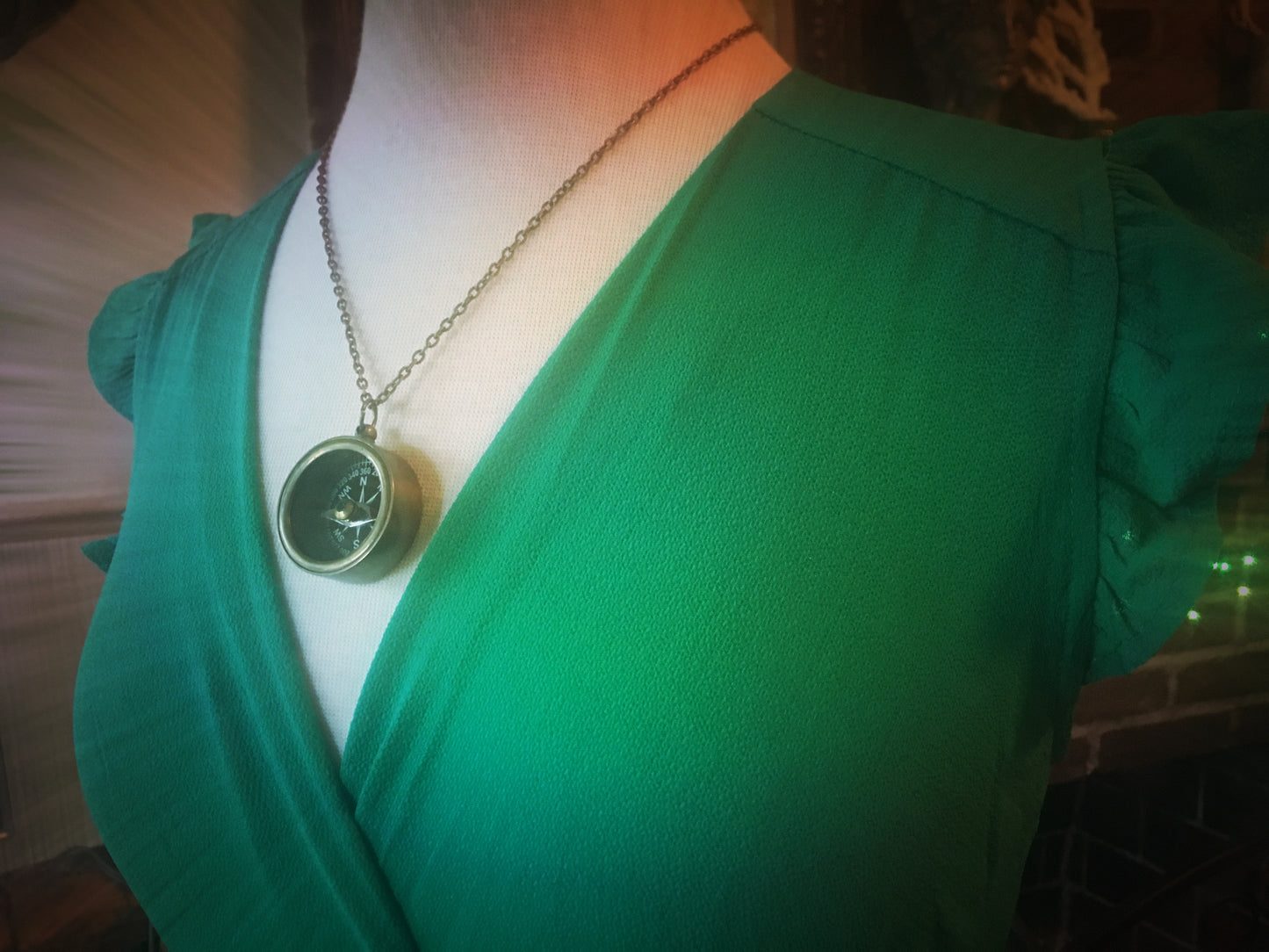 Compass - Antiqued Brass Necklace