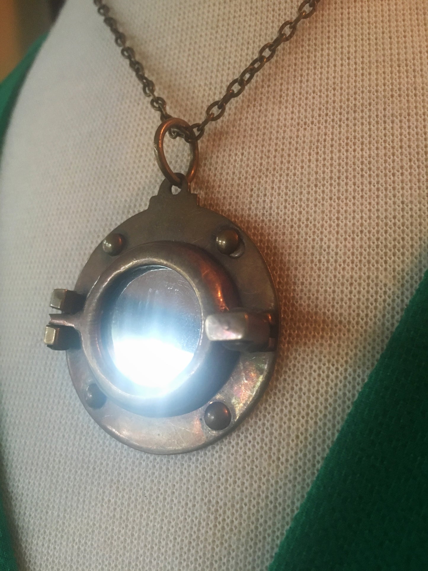 Porthole - Antiqued Brass Necklace