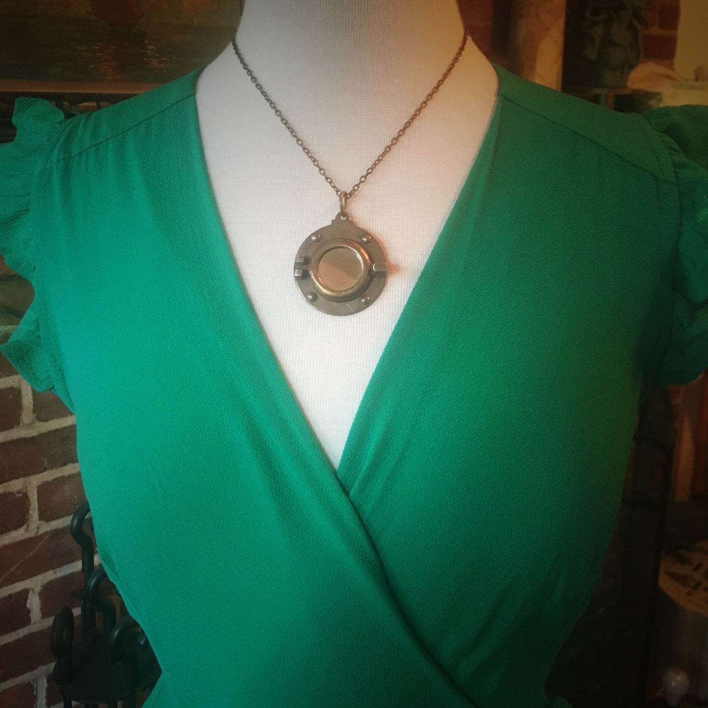 Porthole - Antiqued Brass Necklace