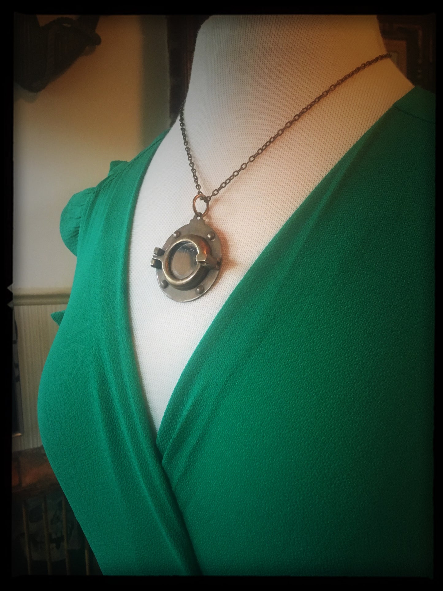 Porthole - Antiqued Brass Necklace