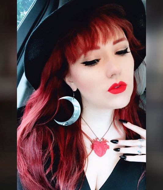 DOUBLE HEART wooden necklace - SMALL