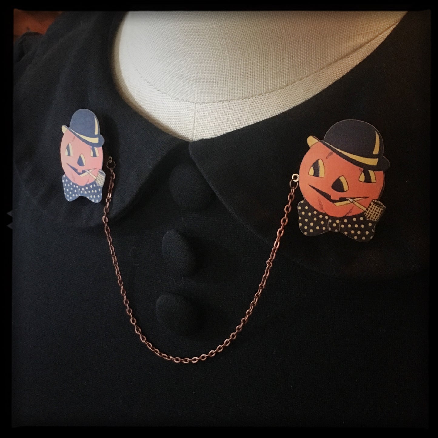Halloween Pumpkin Collar - Sweater Pin Set