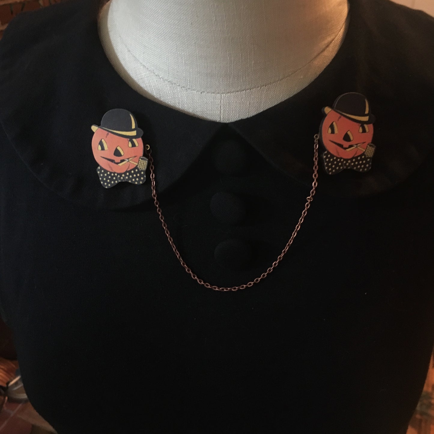 Halloween Pumpkin Collar - Sweater Pin Set