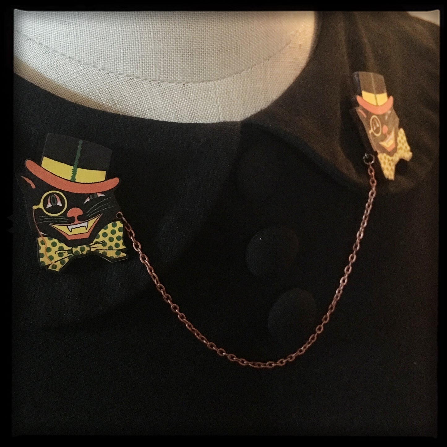 Halloween Cat Collar - Sweater Pin Set