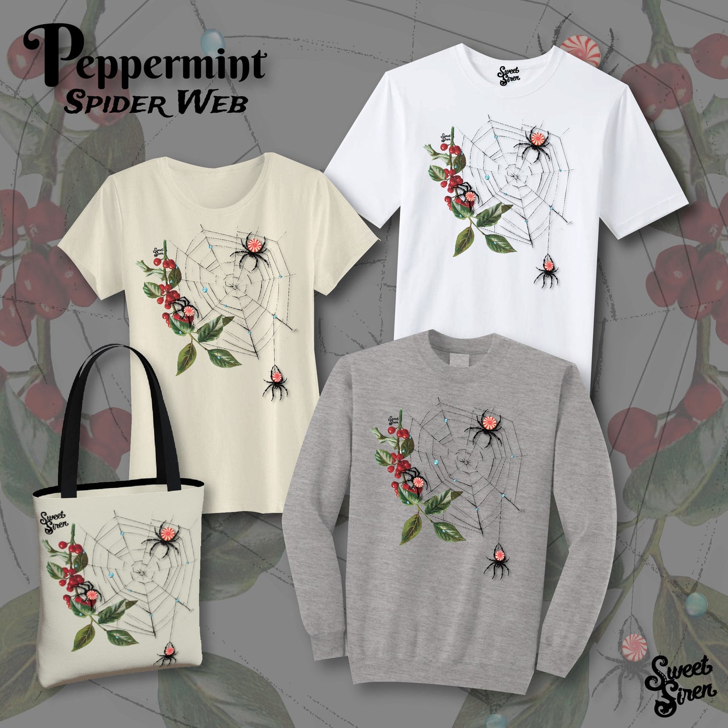 Peppermint Spider Web - Unisex Crewneck Sweatshirt