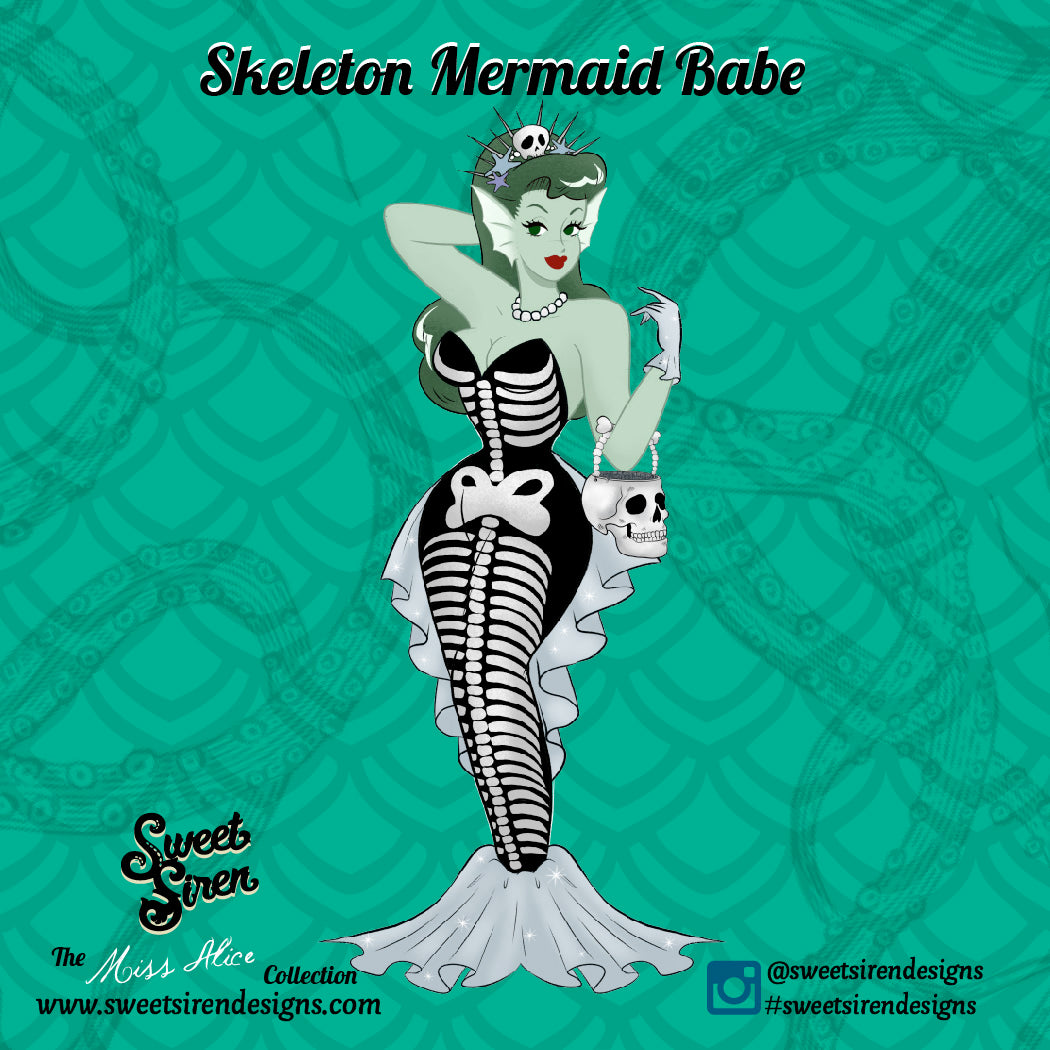 Skeleton Mermaid Babe - Pin