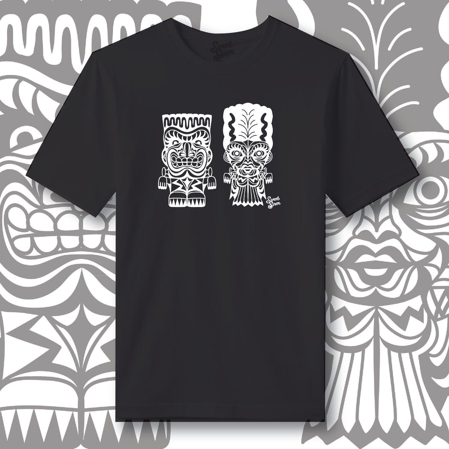 Franky & Bride Tiki Monsters - White Ink - Unisex tee