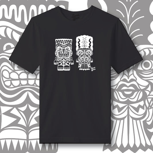 Franky & Bride Tiki Monsters - White Ink - Unisex tee