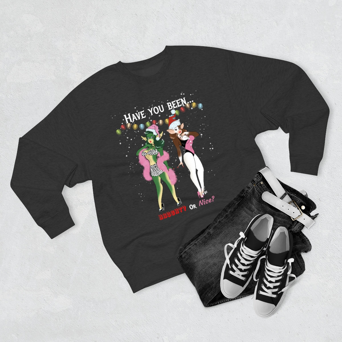 Naughty or Nice Gremlin Babes - Unisex Crewneck Sweatshirt