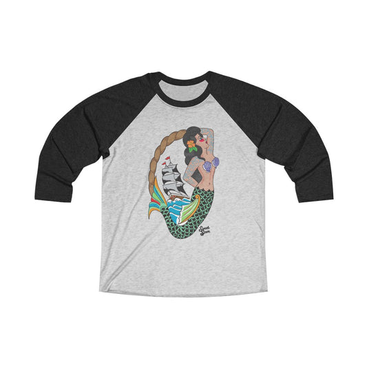 Sweet Siren Mermaid - Unisex Tri-Blend 3/4 Raglan Tee