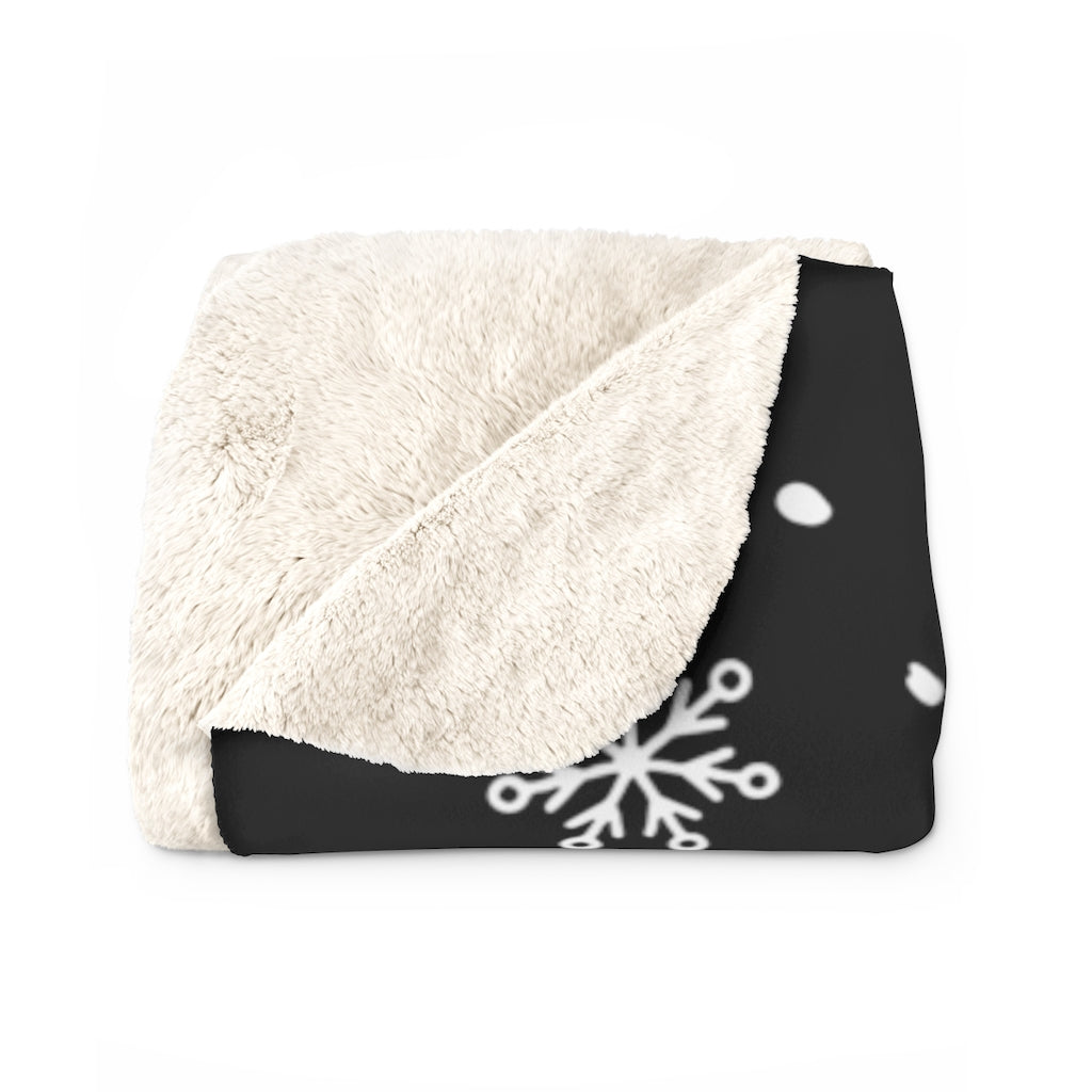 Snowed In -Black- Sherpa Fleece Blanket