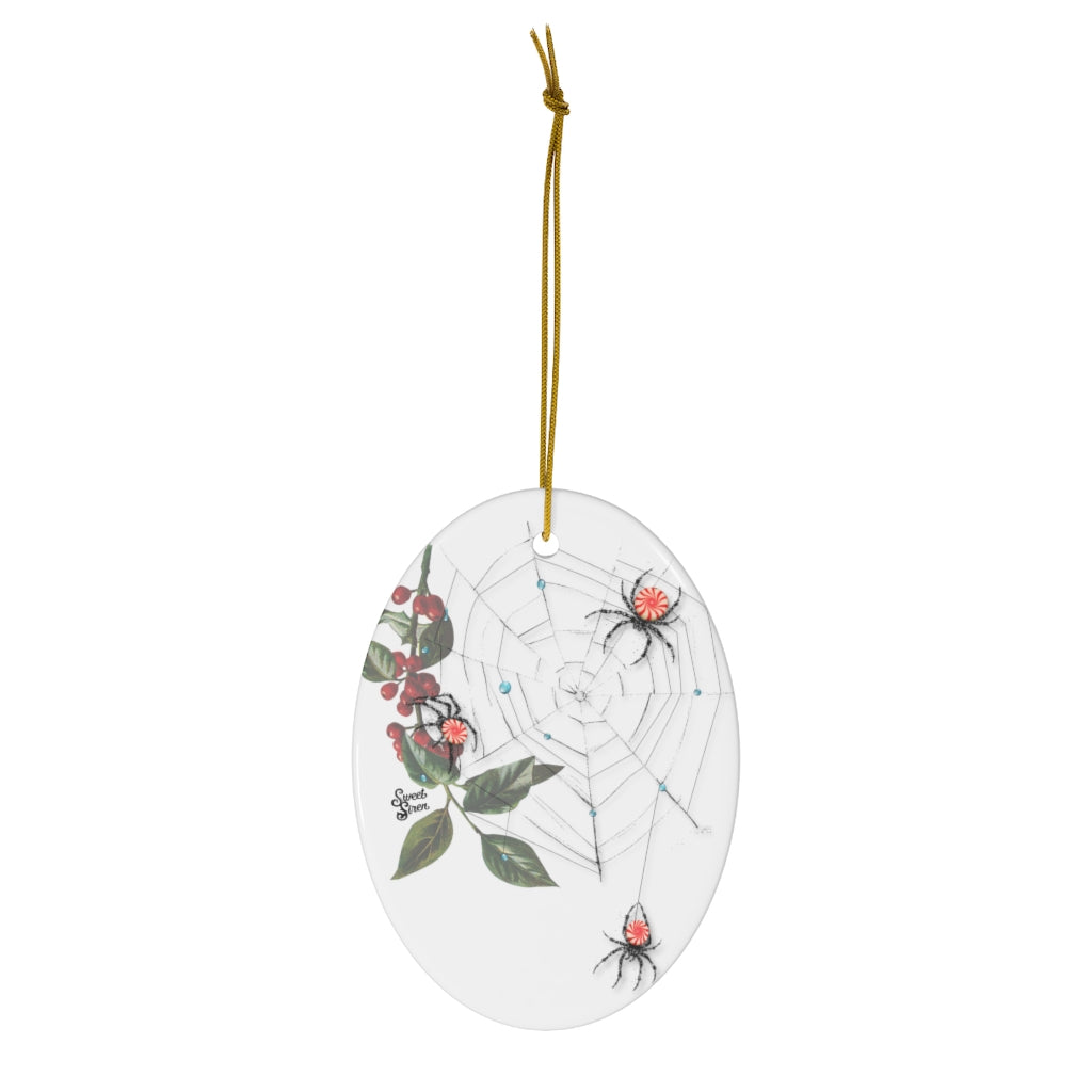 Peppermint Spiderweb - Ceramic Ornament
