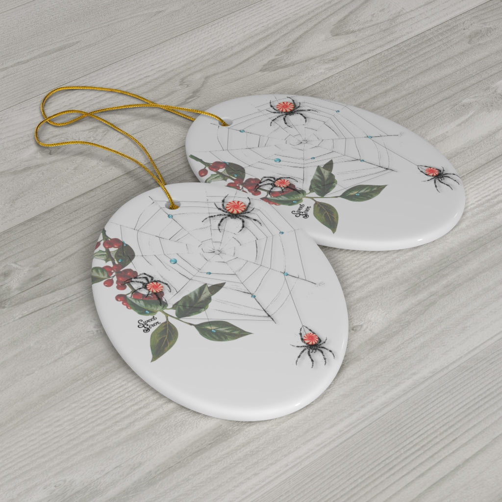 Peppermint Spiderweb - Ceramic Ornament