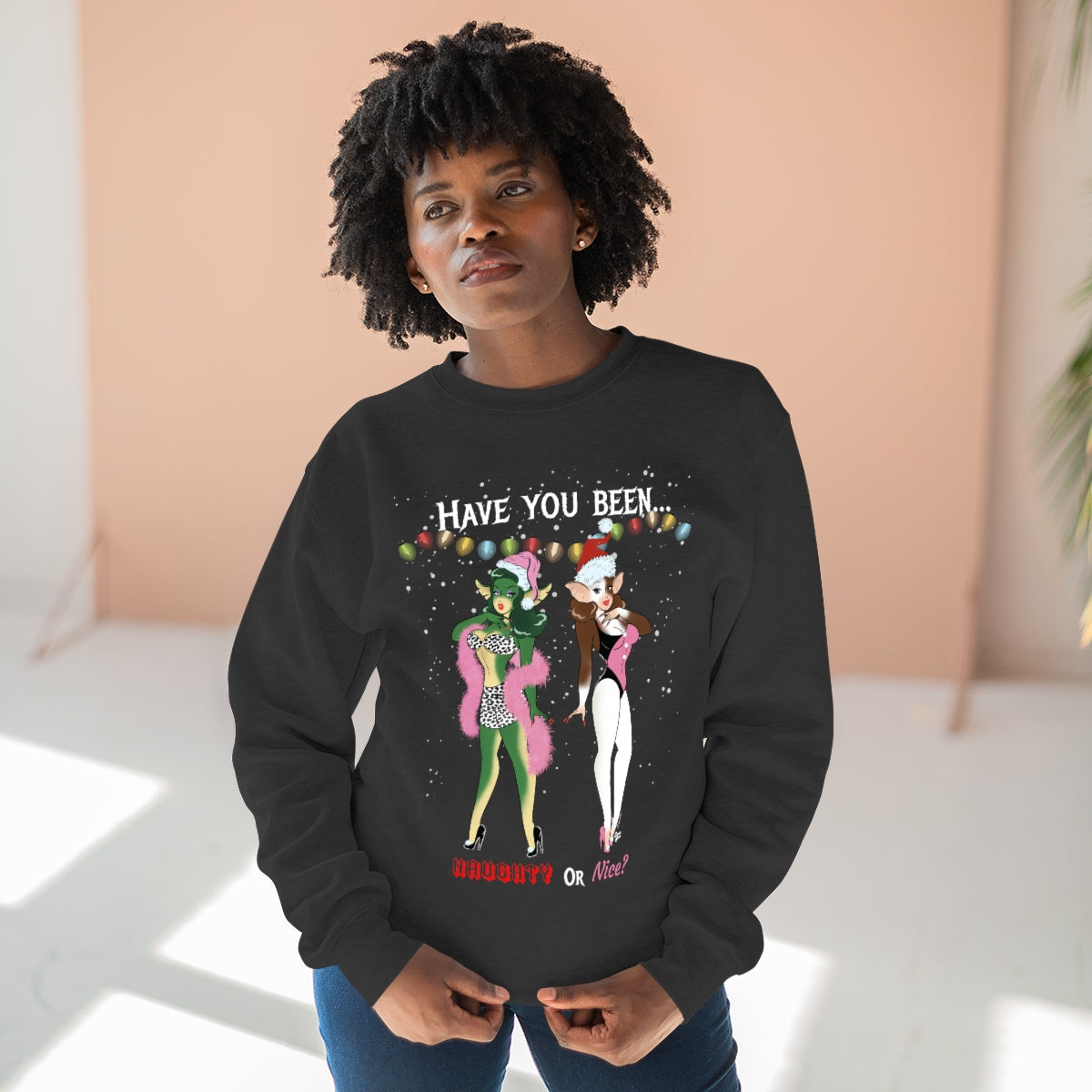 Naughty or Nice Gremlin Babes - Unisex Crewneck Sweatshirt