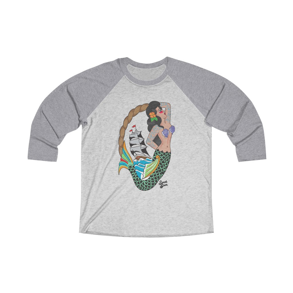Sweet Siren Mermaid - Unisex Tri-Blend 3/4 Raglan Tee