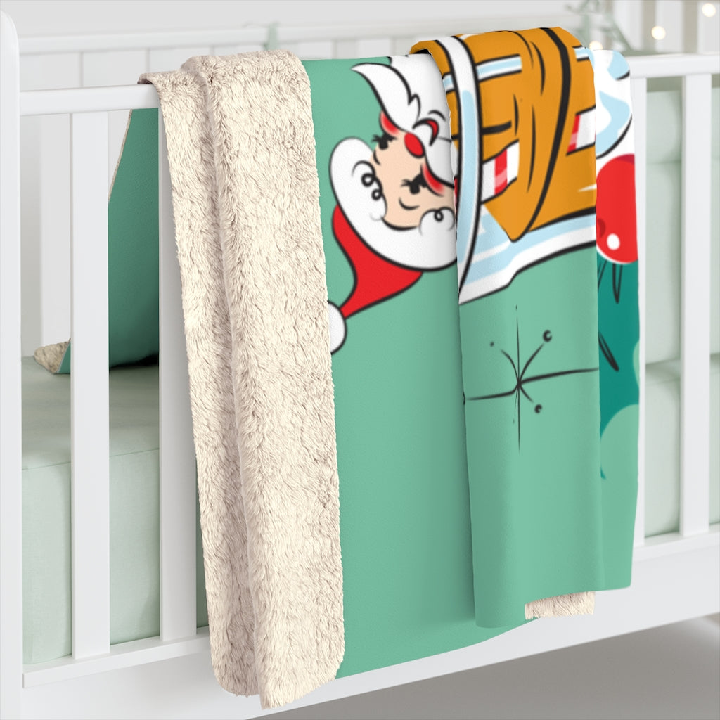 Old Fashioned with a Twist!- Retro Mint Green - Sherpa Fleece Blanket