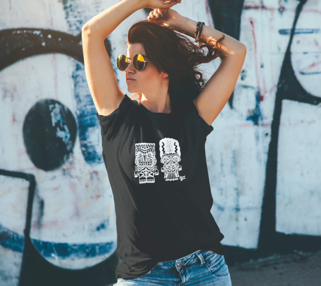 Franky & Bride Tiki Monsters - White Ink - Unisex tee