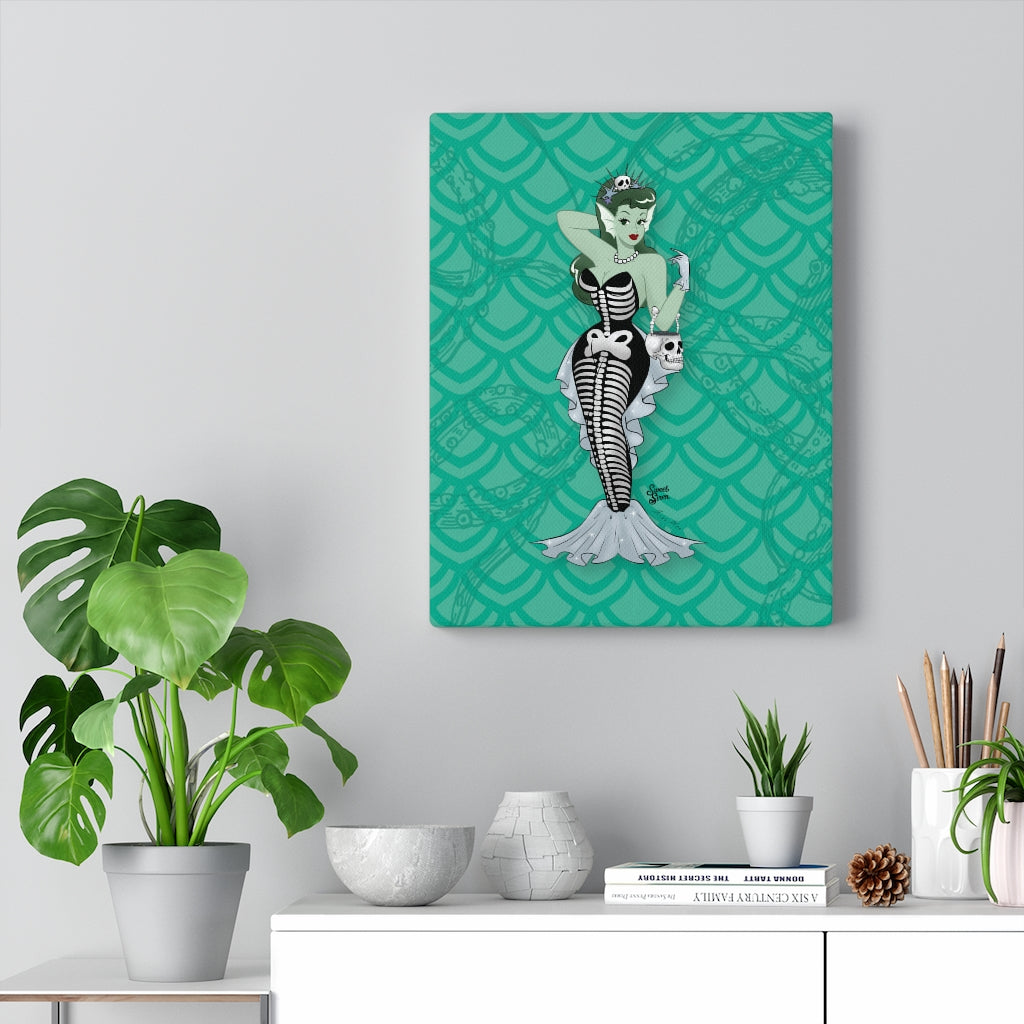 Skeleton Mermaid Babe - Canvas Print
