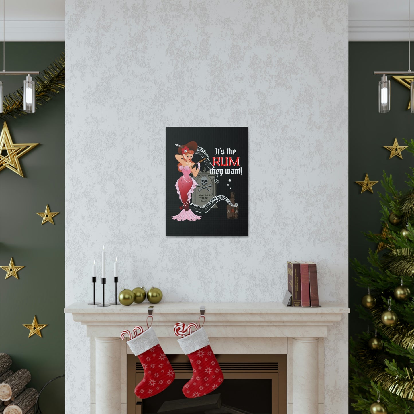 Red Headed Pirate Mermaid - Canvas Print