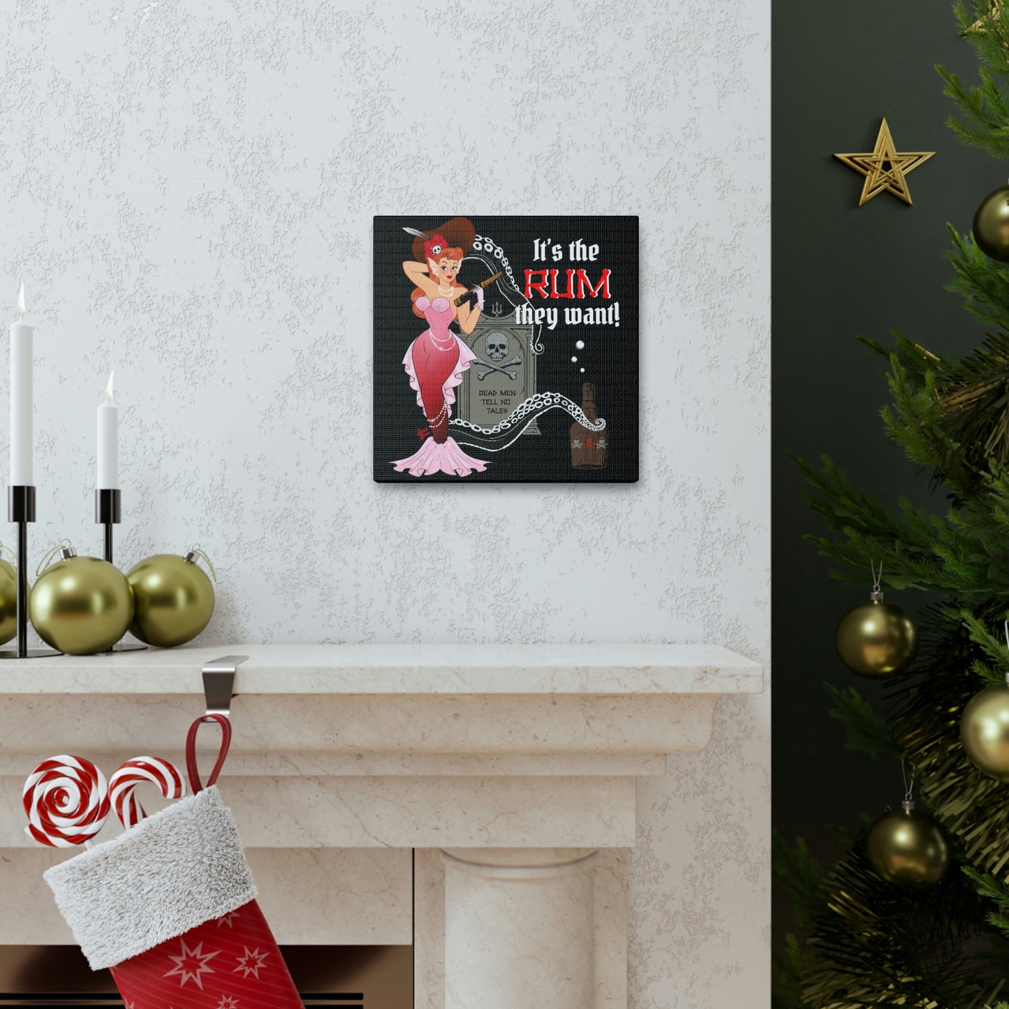 Red Headed Pirate Mermaid - Canvas Print