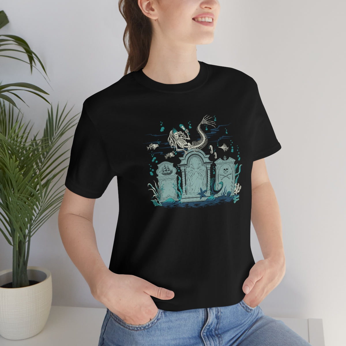 Skeleton Mermaid Graveyard - Unisex Tee