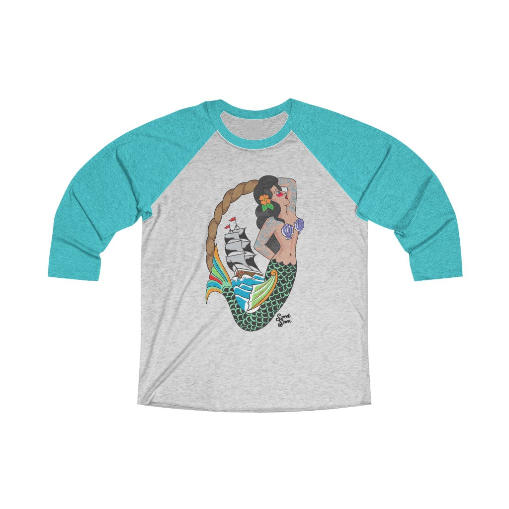 Sweet Siren Mermaid - Unisex Tri-Blend 3/4 Raglan Tee
